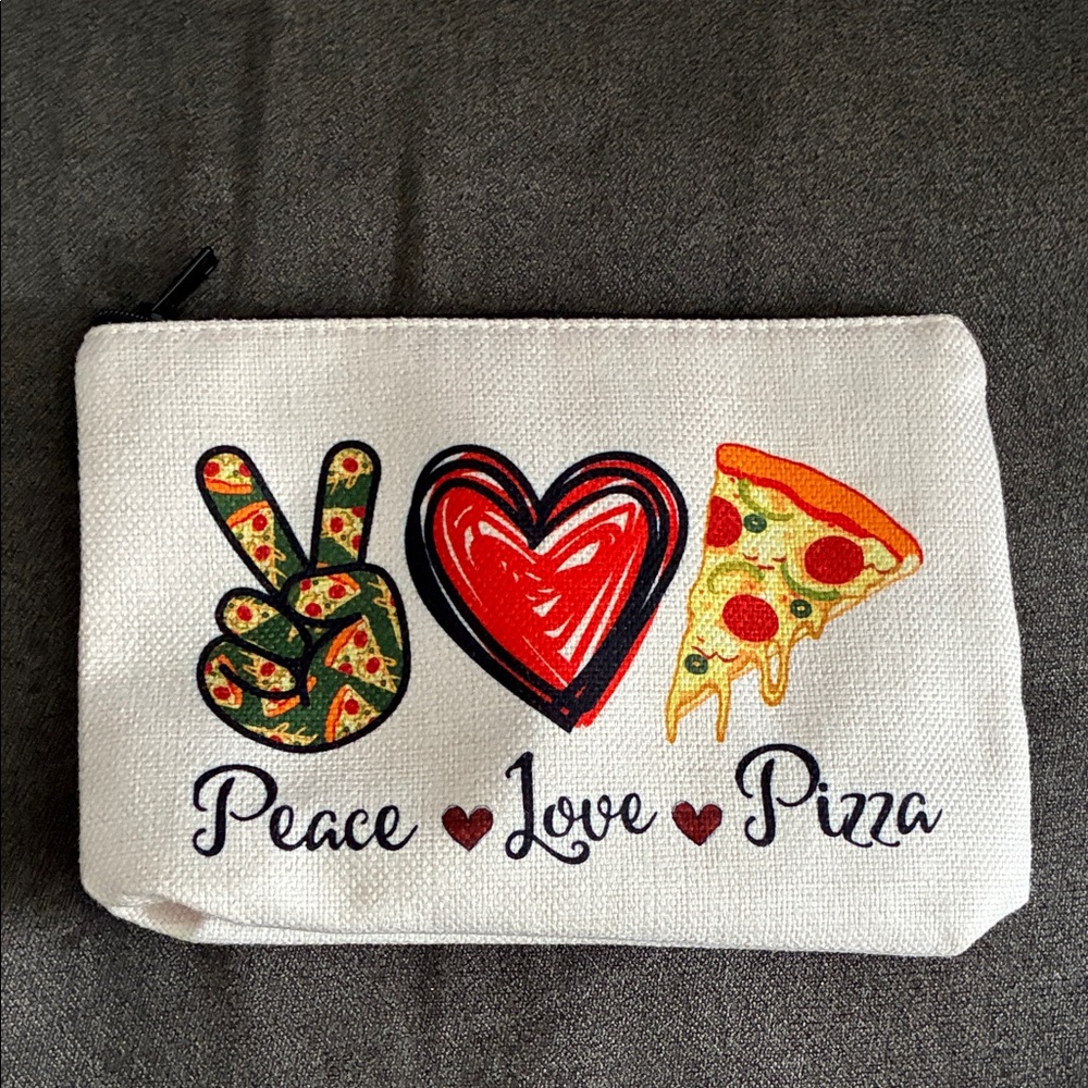 Peace Love Pizza Canvas Pouch
